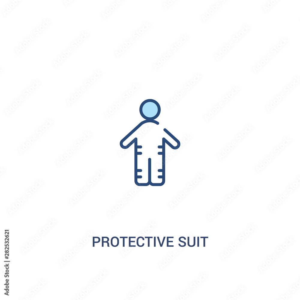 Poster protective suit concept 2 colored icon. simple line element illustration. outline blue protective su