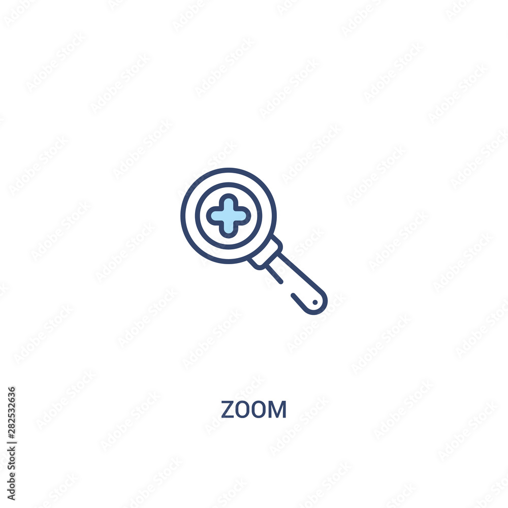 Poster zoom concept 2 colored icon. simple line element illustration. outline blue zoom symbol. can be used