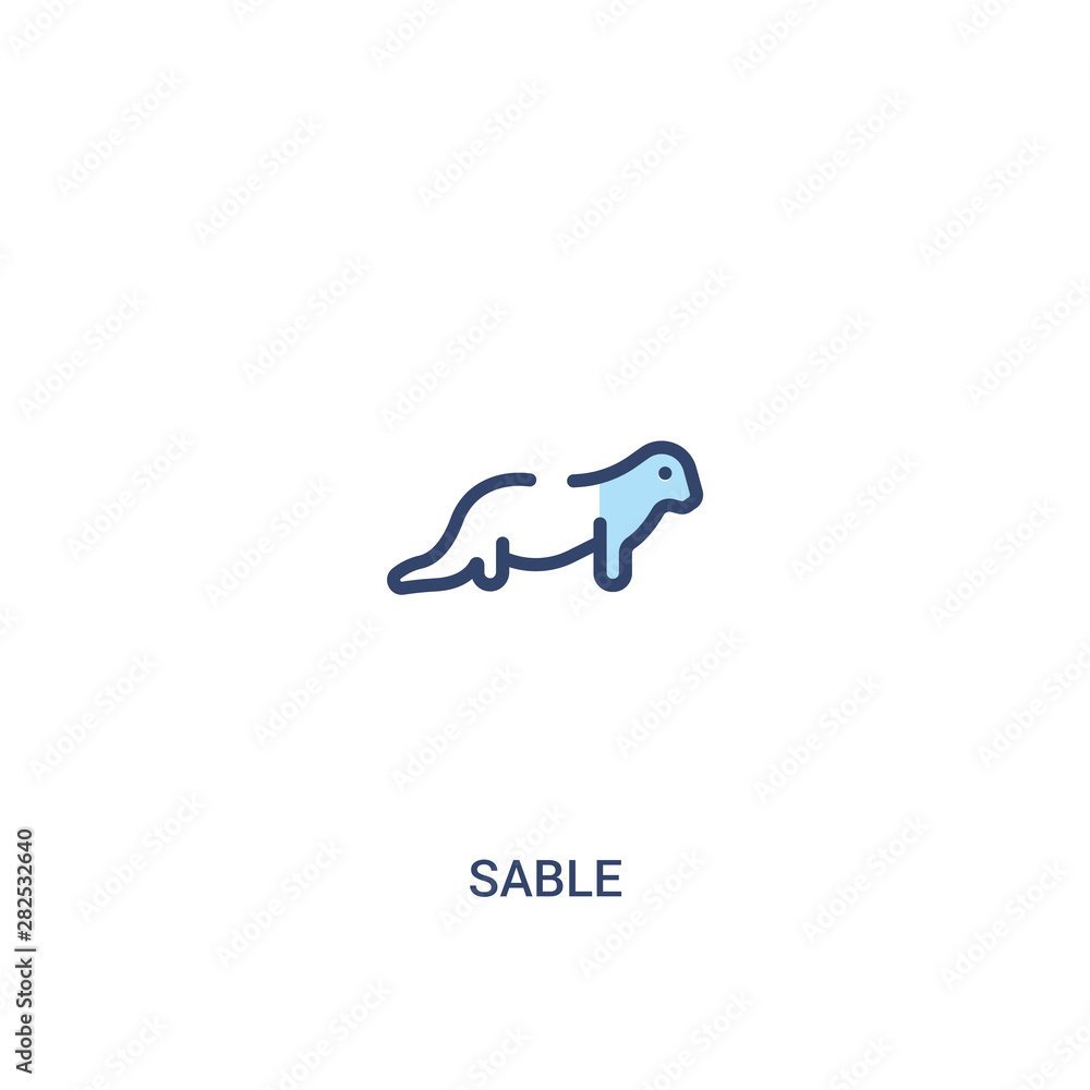Poster sable concept 2 colored icon. simple line element illustration. outline blue sable symbol. can be us