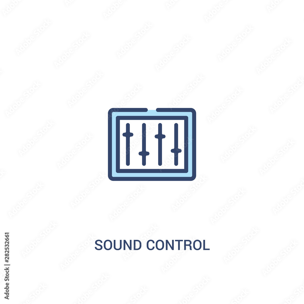 Poster sound control concept 2 colored icon. simple line element illustration. outline blue sound control s