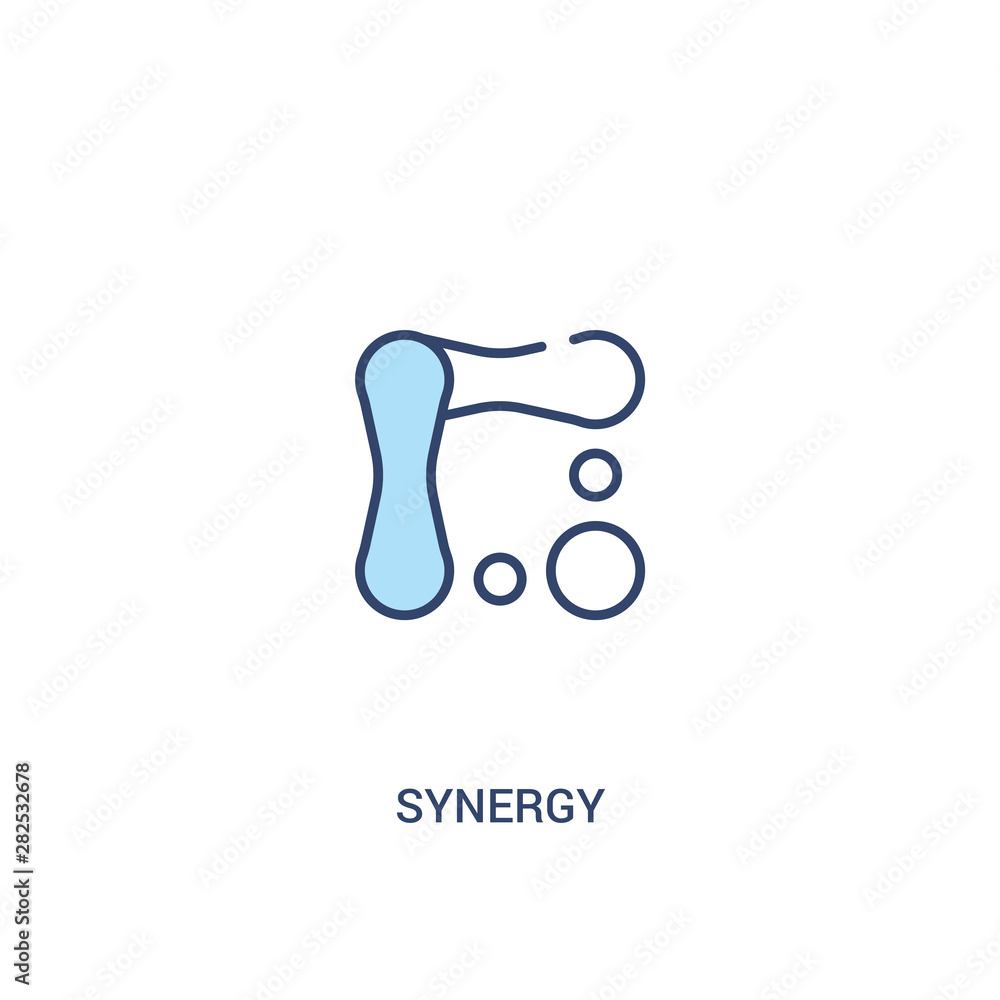 Poster synergy concept 2 colored icon. simple line element illustration. outline blue synergy symbol. can b