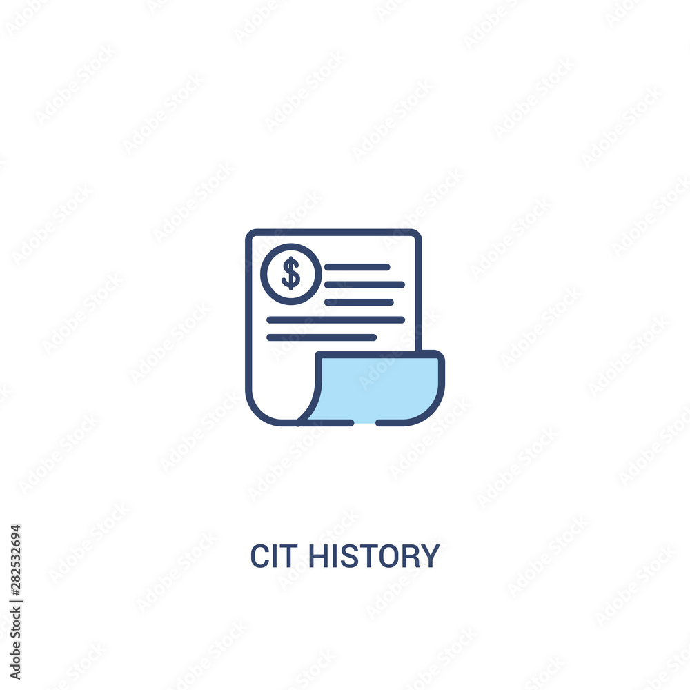 Poster cit history concept 2 colored icon. simple line element illustration. outline blue cit history symbo