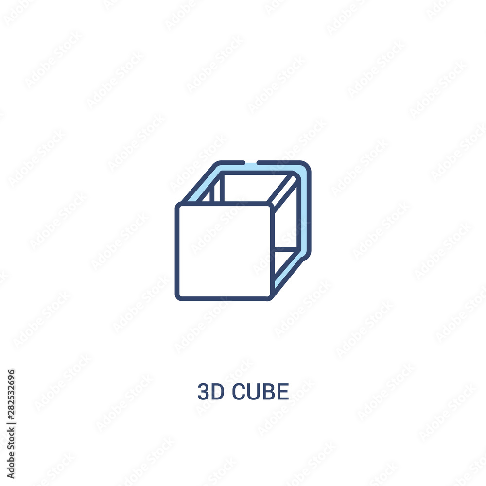 Poster 3d cube concept 2 colored icon. simple line element illustration. outline blue 3d cube symbol. can b