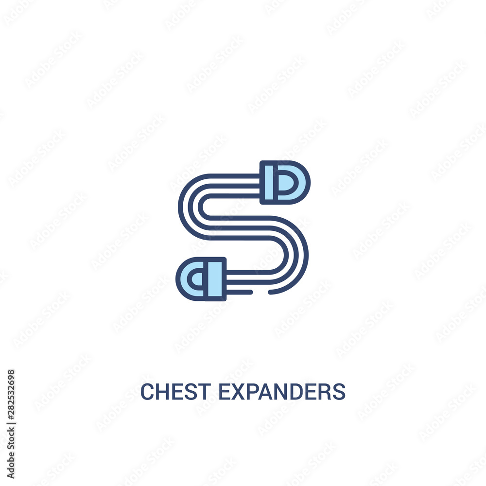 Poster chest expanders concept 2 colored icon. simple line element illustration. outline blue chest expande