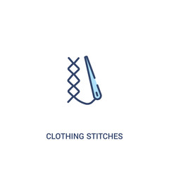 clothing stitches concept 2 colored icon. simple line element illustration. outline blue clothing stitches symbol. can be used for web and mobile ui/ux.
