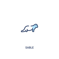 sable concept 2 colored icon. simple line element illustration. outline blue sable symbol. can be used for web and mobile ui/ux.
