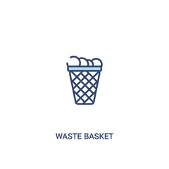 waste basket concept 2 colored icon. simple line element illustration. outline blue waste basket symbol. can be used for web and mobile ui/ux.
