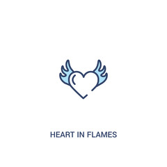 heart in flames concept 2 colored icon. simple line element illustration. outline blue heart in flames symbol. can be used for web and mobile ui/ux.