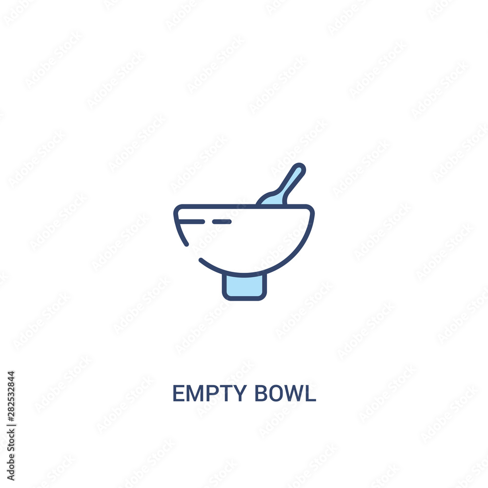 Poster empty bowl concept 2 colored icon. simple line element illustration. outline blue empty bowl symbol.