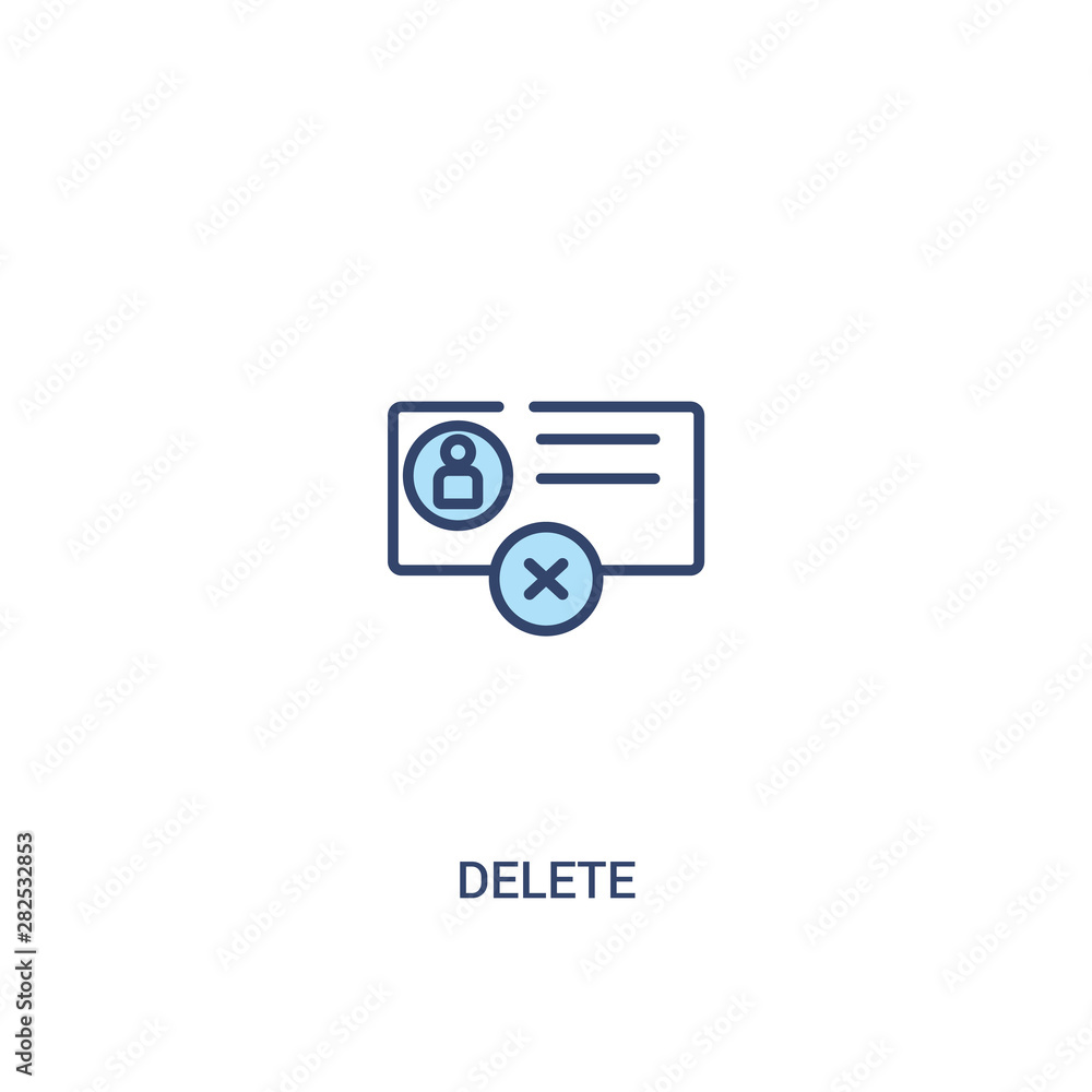 Poster delete concept 2 colored icon. simple line element illustration. outline blue delete symbol. can be 