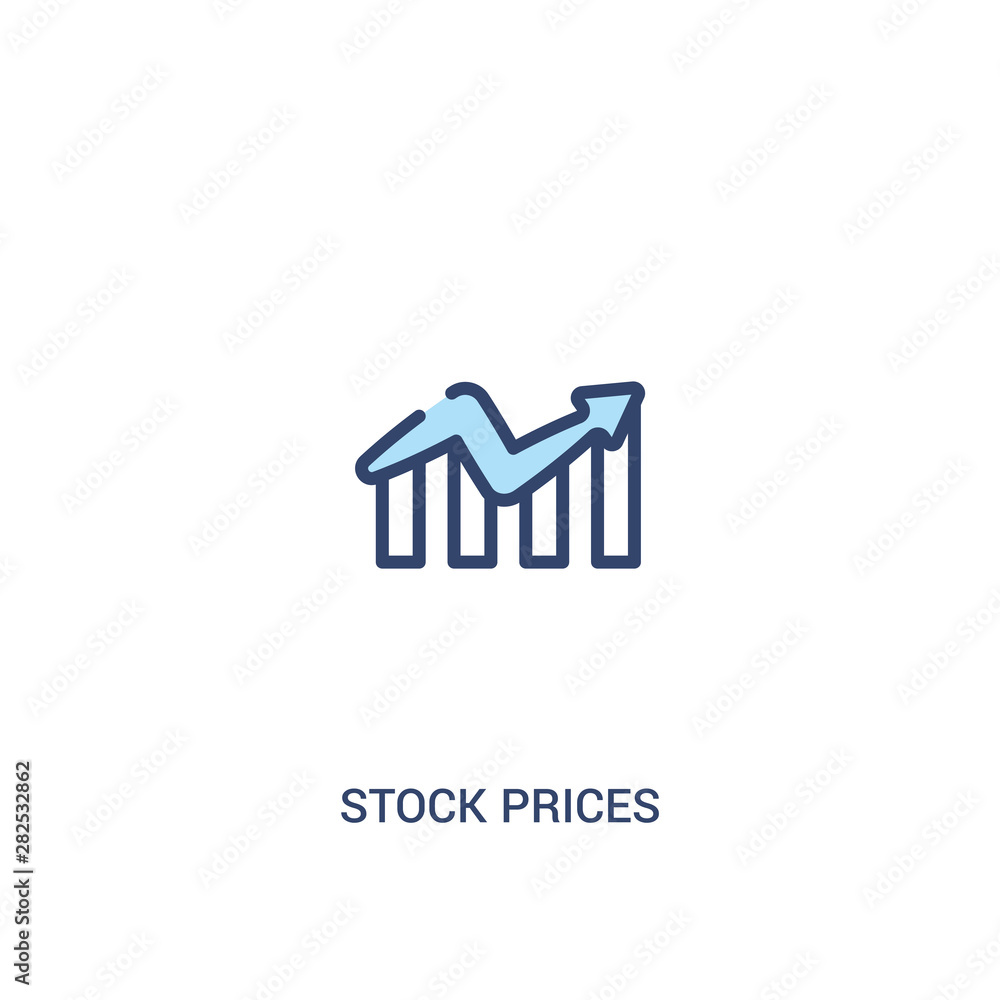 Poster stock prices concept 2 colored icon. simple line element illustration. outline blue stock prices sym