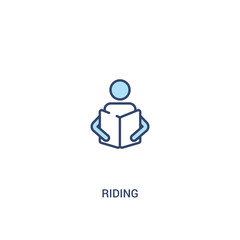 riding concept 2 colored icon. simple line element illustration. outline blue riding symbol. can be used for web and mobile ui/ux.
