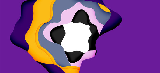 Vector decorative background. Abstract web template with cut out 3d paper abstract waves on light background for decoration design.