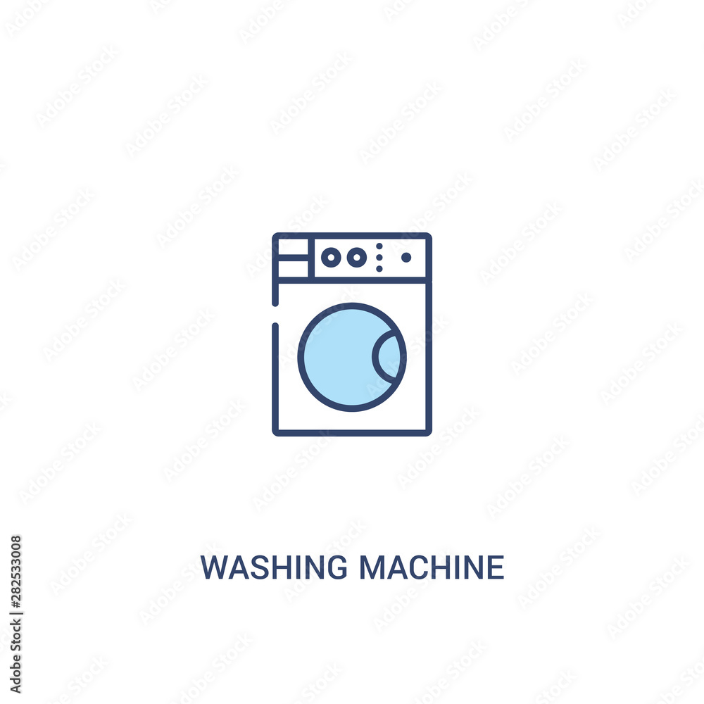 Poster washing machine with dots concept 2 colored icon. simple line element illustration. outline blue was