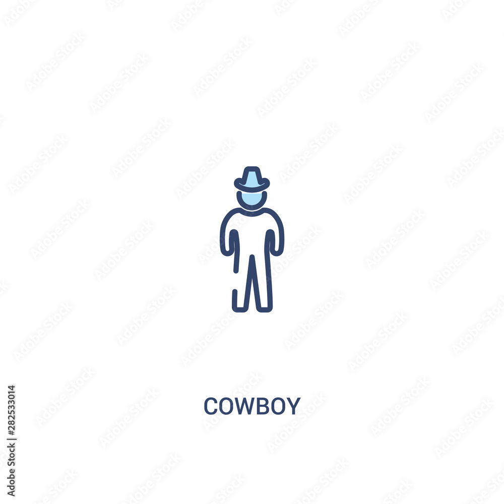 Poster cowboy concept 2 colored icon. simple line element illustration. outline blue cowboy symbol. can be 