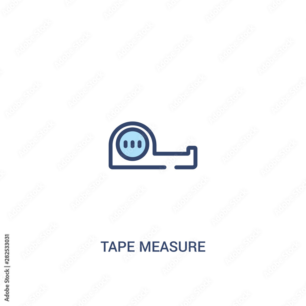 Poster tape measure concept 2 colored icon. simple line element illustration. outline blue tape measure sym