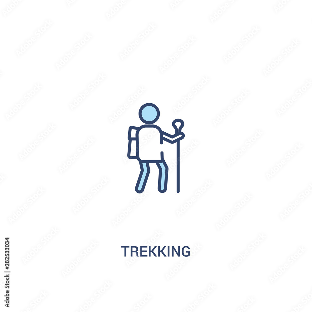 Poster trekking concept 2 colored icon. simple line element illustration. outline blue trekking symbol. can