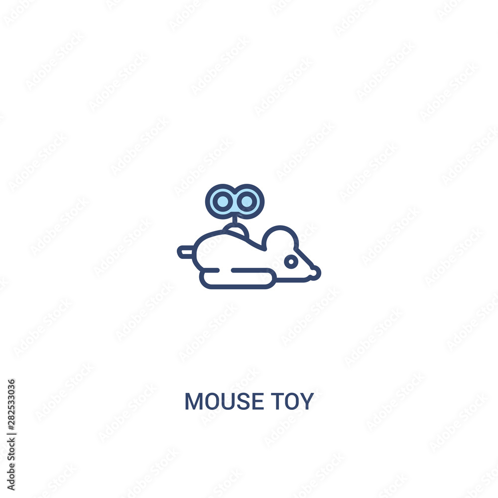Poster mouse toy concept 2 colored icon. simple line element illustration. outline blue mouse toy symbol. c