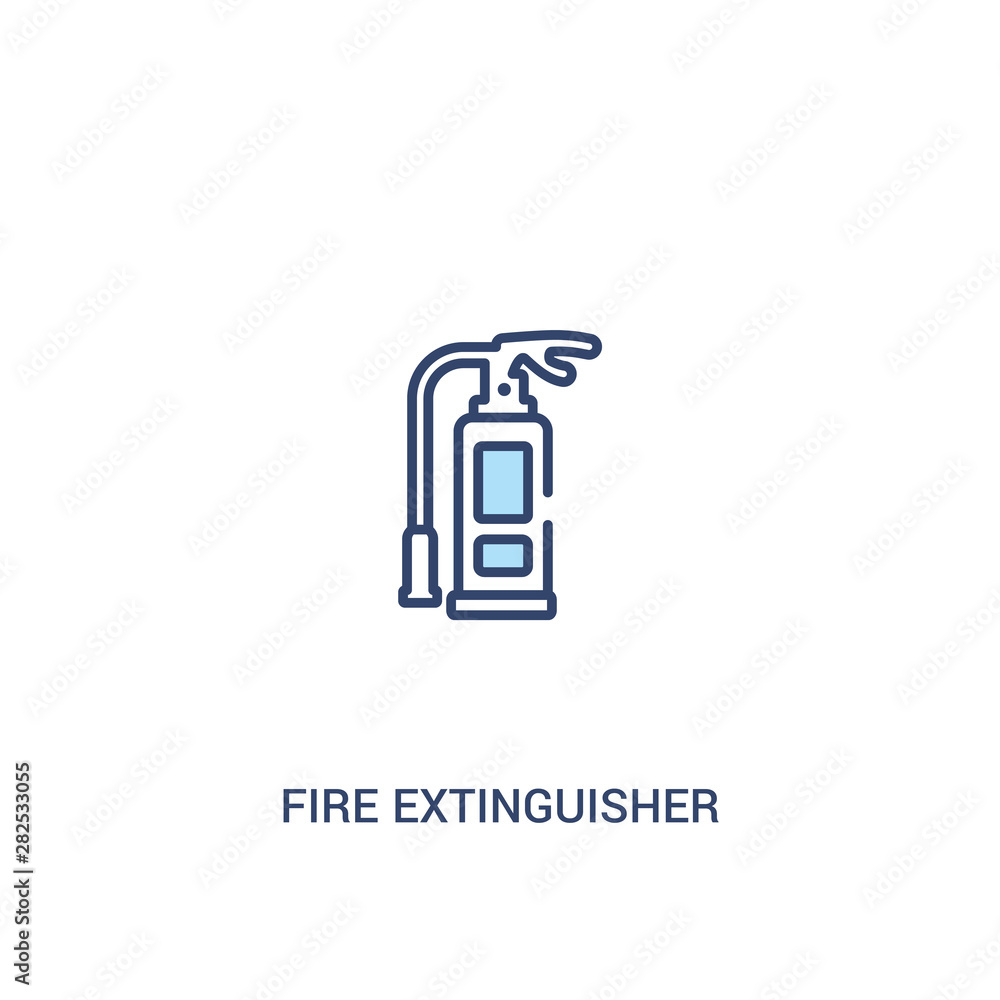 Poster fire extinguisher concept 2 colored icon. simple line element illustration. outline blue fire exting