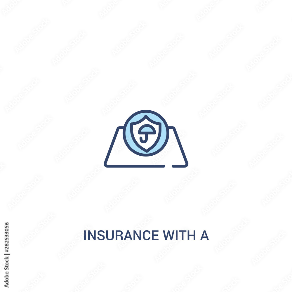 Poster insurance with a button concept 2 colored icon. simple line element illustration. outline blue insur