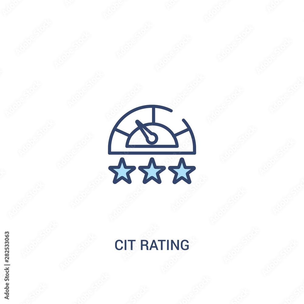 Poster cit rating concept 2 colored icon. simple line element illustration. outline blue cit rating symbol.