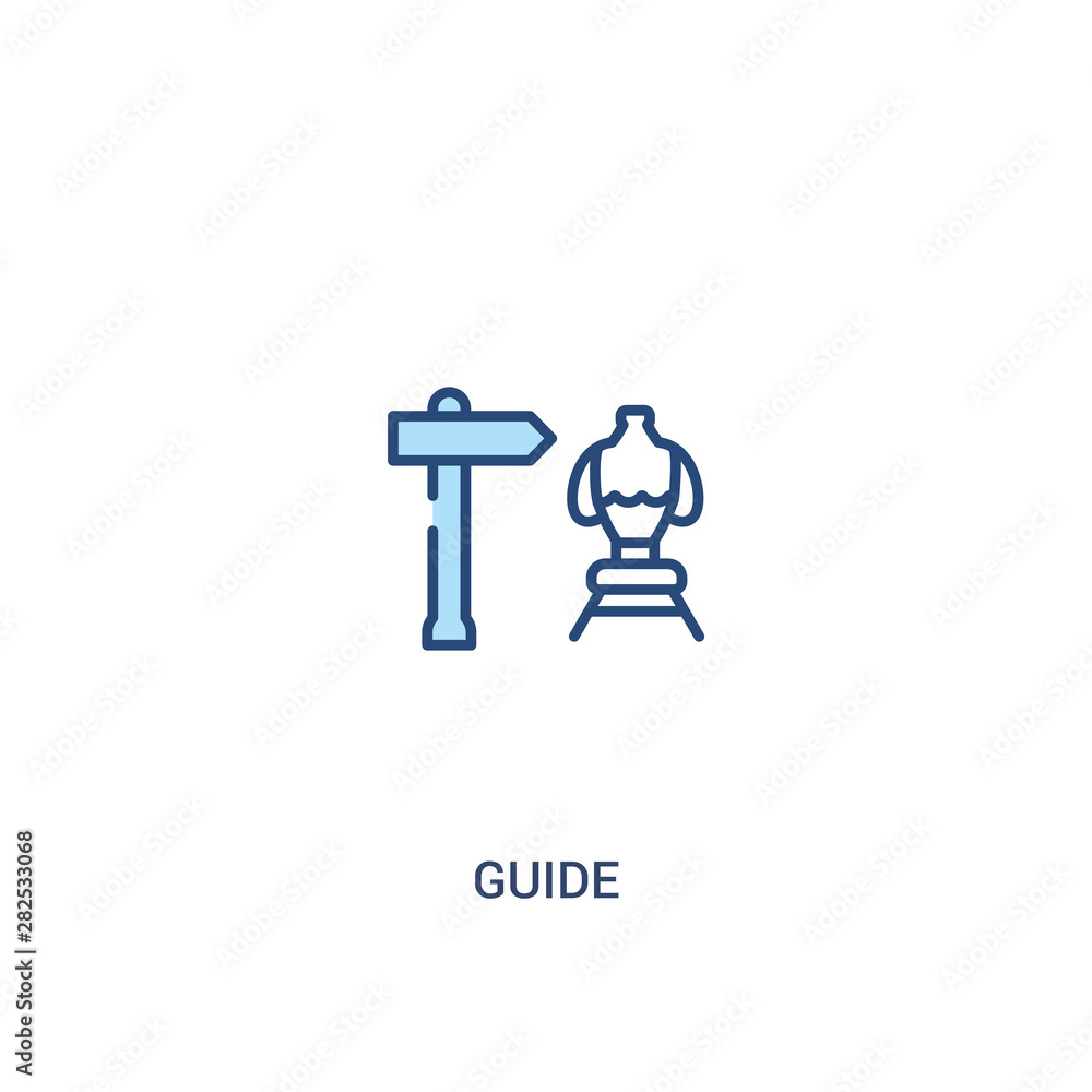 Poster guide concept 2 colored icon. simple line element illustration. outline blue guide symbol. can be us