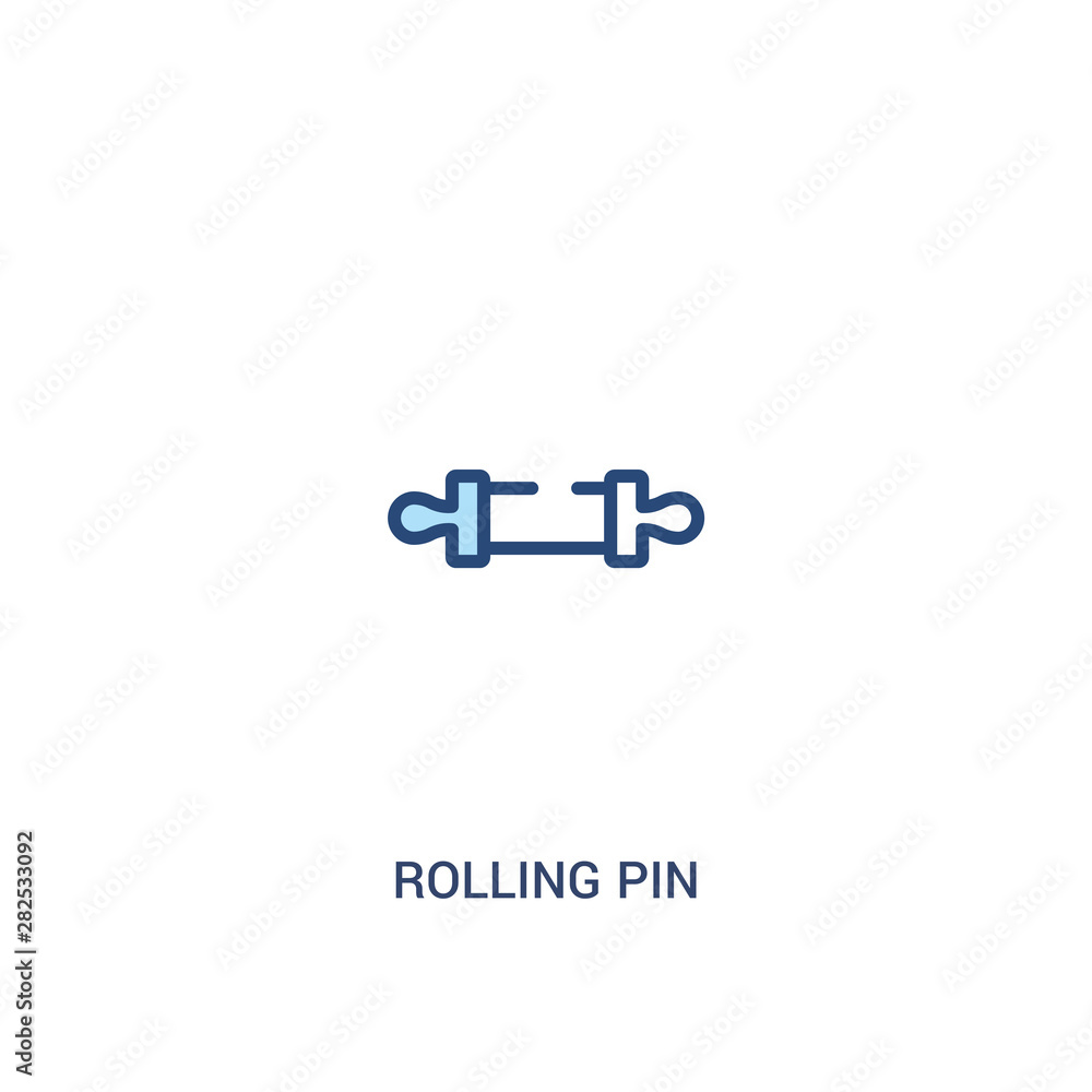 Poster rolling pin concept 2 colored icon. simple line element illustration. outline blue rolling pin symbo