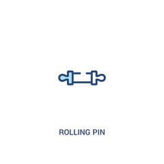 Obraz premium rolling pin concept 2 colored icon. simple line element illustration. outline blue rolling pin symbol. can be used for web and mobile ui/ux.