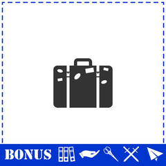 Travel bag icon flat