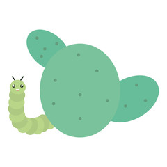 exotic cactu with worm kawaii character
