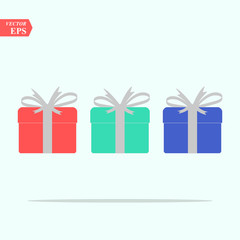 Illustration of gift box icon o background. Christmas gift icon illustration vector symbol. Present gift box icon. Package in gift wrap, vector eps 10 - box icon