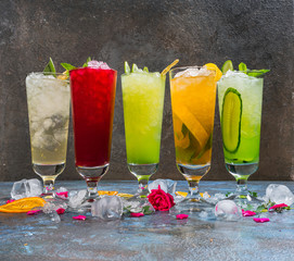 Various cocktails on dark background