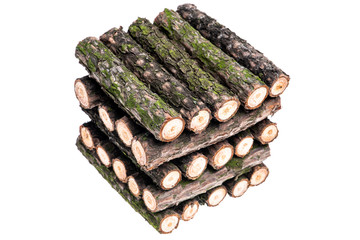 Stack firewood isolated on white background