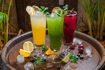 Various cocktails on dark background