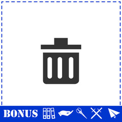 Trash can icon flat
