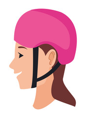 Young woman with helmet cartoon head