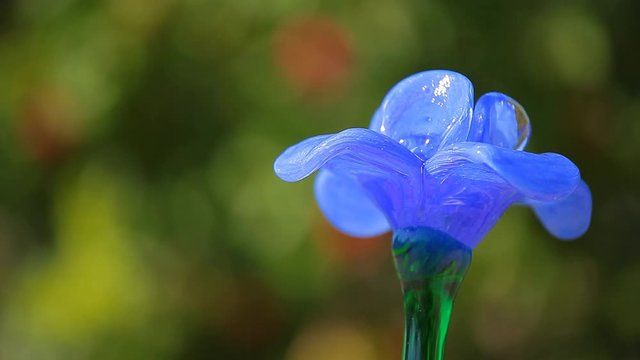 blue glass flower tree background
