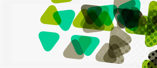 Banner with multicolored mosaic triangle geometric design on white background. Abstract texture. Vector illustration design template.