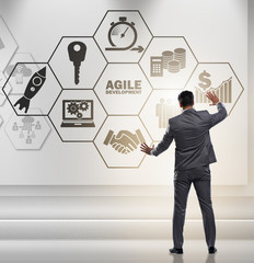Businessman in agile software development concept