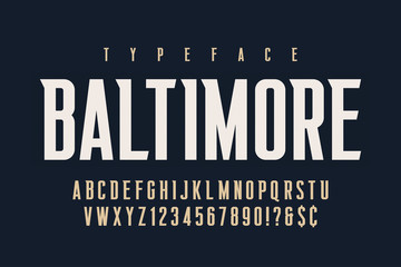 Original retro condensed alphabet, creative characters set © Aleksandr