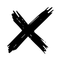Black Hand drawn cross symbol