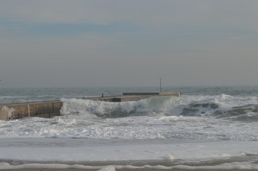 Crashing waves is generating lots foam at the Black Sea