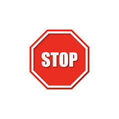 stop sign with shadow in flat style