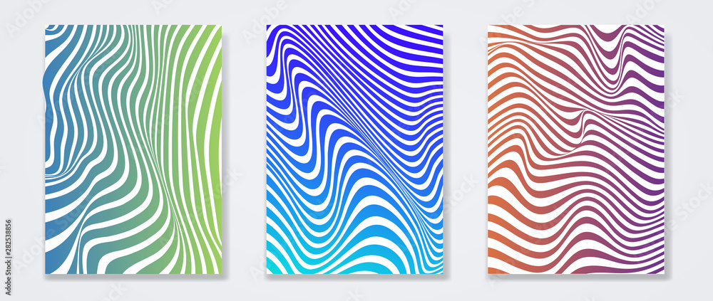 Poster set of minimal colorful template design. wavy strip colorful halftone gradients background. vector i
