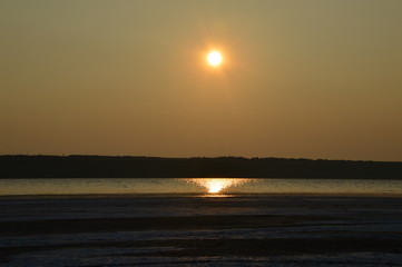 Sunset on the salt lake near Odessa