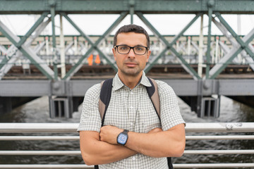 Fototapeta premium Traveler man in the city