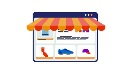 Internet store icon, browser window flat design 