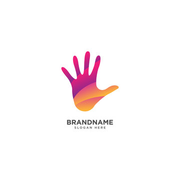 Hand logo design vector abstract colorful sign