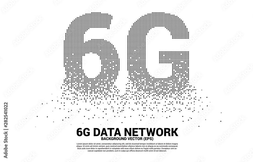 Poster 6G mobile networking from small square pixel. Concept for mobile sim card technology and network.