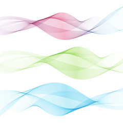 Abstract waves on the  white background. Transparent lines